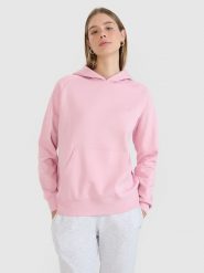 4F Bluza dresowa nierozpinana z kapturem damska - różowa XS. Czerwone bluzy 4f, xs, bez wzorów, z bawełny, sportowe, bez ramiączek, z kapturem. Za 149.99 zł.