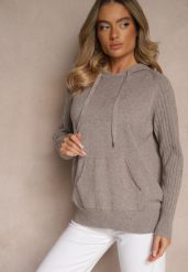 Ciemnobrązowy Sweter z Wiskozą i Kaszmirem oraz z Kapturem Nerolin. Brązowe swetry Renee, bez wzorów, z jeansu, casualowe, bez ramiączek. Za 139.99 zł.