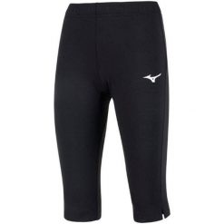 Damskie legginsy Mizuno High-Kyu Capri. Czarne legginsy Mizuno, bez wzorów, sportowe. W wyprzedaży za 122.00 zł.