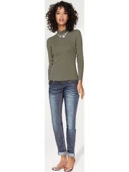 Heine Sweter w kolorze khaki rozmiar: 42. Brązowe swetry Heine, bez wzorów, z bawełny, bez ramiączek. Za 61.75 zł.