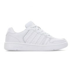Buty K-Swiss Court Palisades sneakersy 96931-117-M białe. Białe buty treningowe bez wzorów, z gumy, bez zapięcia. Za 288.05 zł.