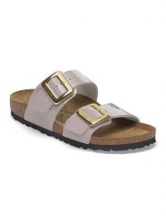 Birkenstock Klapki "Sydney" w kolorze fioletowym rozmiar: 37. Różowe klapki Birkenstock, bez wzorów, klasyczne, z otwartym noskiem, bez obcasa, bez zapięcia. Za 461.45 zł.