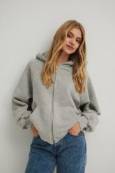 Bluza z kapturem zapinana na zamek w kolorze LIGHT GREY - GENESIS-UNI. Szare bluzy Marsala, m, bez wzorów, z bawełny, sportowe, bez ramiączek, z kapturem. Za 379.90 zł.