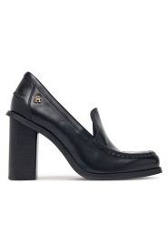 Tommy Hilfiger Półbuty Square Toe Heeled Loafer FW0FW09493 Czarny. Czarne półbuty wsuwane Tommy Hilfiger, bez wzorów, ze skóry, bez obcasa, na obcasie. Za 699.99 zł.