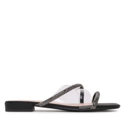 Klapki Menbur. Czarne klapki Menbur, bez wzorów, bez obcasa, bez zapięcia. Za 299.99 zł.