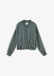 Kurtka bomberka oversize z miękkiej mieszanki wiskozy. Zielone kurtki bonprix, bez wzorów, z wiskozy, bez kaptura. Za 149.99 zł.