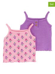 Carter's Topy (2 szt.) w kolorze jasnoróżowo-fioletowym rozmiar: 68. Różowe topy carter's, s, bez wzorów, z bawełny, bez kołnierzyka, bez ramiączek. Za 55.45 zł.