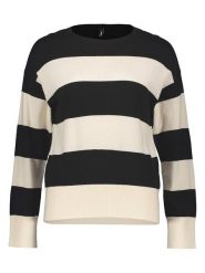 ONLY Sweter "Senta" w kolorze czarno-kremowym rozmiar: S. Brązowe swetry ONLY, s, bez wzorów, bez ramiączek. Za 82.99 zł.