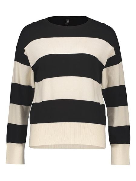 ONLY Sweter "Senta" w kolorze czarno-kremowym rozmiar: S. Brązowe swetry ONLY, s, bez wzorów, bez ramiączek. Za 69.91 zł.
