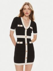 Elisabetta Franchi Sukienka koktajlowa AM-81B-42E3-V450 Czarny Slim Fit. Czarne sukienki Elisabetta Franchi, bez wzorów, z wiskozy, wizytowe, bez kołnierzyka, bez ramiączek. Za 1,189.00 zł.