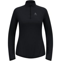 Bluza techniczna damska ODLO Zeroweight Warm Mid Layer 1/2 Zip. Czarne bluzy ODLO, bez wzorów, sportowe, bez ramiączek, bez kaptura. Za 579.99 zł.