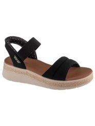 Skechers Sandały BOBS Sun Ray 114413/BLK Czarny. Czarne sandały Skechers, bez wzorów, z materiału, bez obcasa, na płaskiej podeszwie, bez zapięcia. Za 289.99 zł.