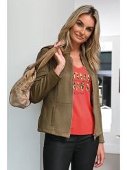 Bleu d'Azur Kurtka przejściowa "Zambie" w kolorze khaki rozmiar: 44. Brązowe kurtki Bleu d'Azur, w ażurowe wzory, klasyczne, bez kaptura. Za 135.49 zł.