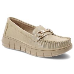 Mokasyny damskie Vinceza, cholewka ze skóry naturalnej o metalicznym wykończeniu wsuwany fason, złote, 39981. Żółte mokasyny VINCEZA, bez wzorów, ze skóry. Za 135.90 zł.