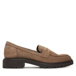 Mokasyny Tamaris. Brązowe mokasyny Tamaris, bez wzorów. Za 299.99 zł.