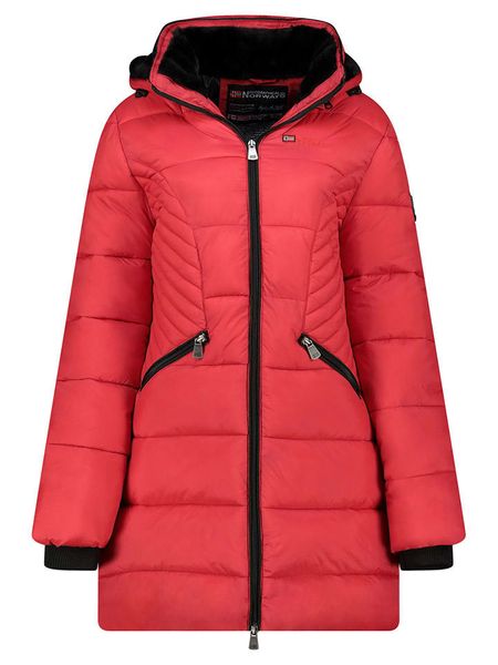 Geographical Norway Płaszcz zimowy "Bee" w kolorze czerwonym rozmiar: M. Czerwone płaszcze Geographical Norway, na zimę, m, bez wzorów, z puchu, bez kaptura. Za 344.54 zł.