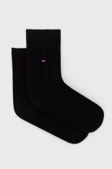 Tommy Hilfiger skarpetki wełniane kolor czarny. Czarne skarpetki Tommy Hilfiger, bez wzorów, z wełny. Za 69.99 zł.