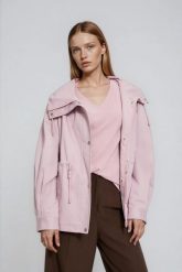 Kurtka z kapturem różowa. Czerwone kurtki MOODO, l, bez wzorów, z bawełny, z kapturem. Za 229.99 zł.