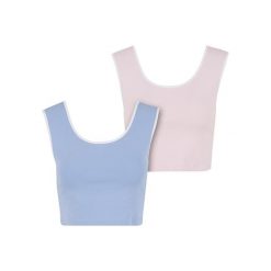 Krótkie topy damskie Urban Classics Contrast. Niebieskie topy Urban Classics, bez wzorów, eleganckie, bez kołnierzyka, bez ramiączek. Za 142.00 zł.