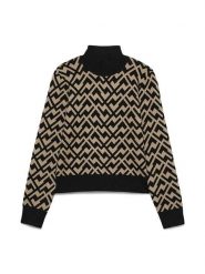 Vero Moda Sweter w kolorze beżowo-czarnym rozmiar: XS. Brązowe swetry Vero Moda, s, bez wzorów, z wiskozy, klasyczne, bez ramiączek. Za 79.03 zł.
