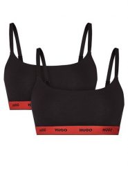 HUGO Komplet 2 biustonoszy topów Twin 50545691 Czarny. Czarne biustonosze Hugo, bez wzorów, z bawełny. Za 169.99 zł.