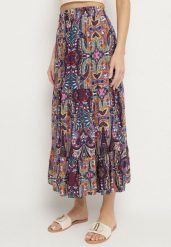 Fioletowa Wiskozowa Spódnica ze Wzorem Paisley Ellishea. Fioletowe spódnice Born2be, na co dzień, l, z aplikacjami, z wiskozy, boho, midi. W wyprzedaży za 38.24 zł.