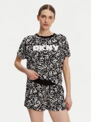 DKNY Piżama YI80044 Czarny Regular Fit. Czarne piżamy DKNY, s, bez wzorów, z wiskozy, bez kołnierzyka, bez ramiączek. Za 209.99 zł.