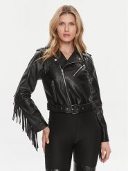 Liu Jo Kurtka z imitacji skóry WA4020 E0887 Czarny Regular Fit. Czarne kurtki Liu Jo, bez wzorów, ze skóry, bez kaptura. Za 539.99 zł.
