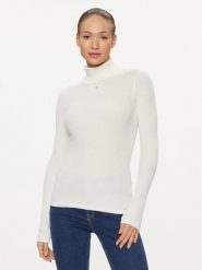 Tommy Jeans Golf Essential DW0DW16537 Biały Slim Fit. Białe swetry Tommy Jeans, m, bez wzorów, z jeansu, bez ramiączek. Za 149.99 zł.