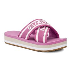 Klapki damskie Napapijri. Czerwone klapki Napapijri, bez wzorów, bez obcasa, bez zapięcia. Za 179.99 zł.
