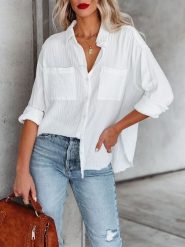 Milan Kiss Bluzka w kolorze białym rozmiar: L. Białe bluzki Milan Kiss, l, bez wzorów, z bawełny, bez kołnierzyka, bez ramiączek. Za 130.99 zł.