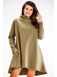 Awama Sukienka w kolorze khaki rozmiar: S/M. Brązowe sukienki Awama, m, bez wzorów, bez kołnierzyka, bez ramiączek, mini. Za 158.95 zł.
