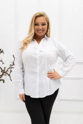 Klasyczna elegancka biała koszula Lucy PLUS SIZE XXL. Białe koszule Nasi partnerzy, l, bez wzorów, z bawełny, biznesowe, bez kołnierzyka, plus size, bez ramiączek. Za 199.90 zł.