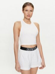 Calvin Klein Swimwear Top KW0KW02481 Biały Slim Fit. Białe topy Calvin Klein Swimwear, xs, bez wzorów, z bawełny, bez kołnierzyka, bez ramiączek. Za 129.99 zł.