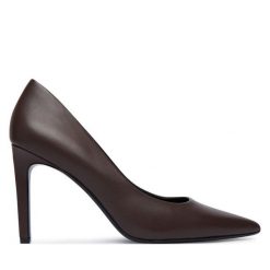 Szpilki Calvin Klein. Brązowe szpilki Calvin Klein, bez wzorów, bez obcasa, na szpilce, bez zapięcia. Za 649.99 zł.