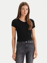 Guess T-Shirt W6GP11 K2933 Czarny Regular Fit. Czarne t-shirty Guess, s, z aplikacjami, z bawełny, bez kołnierzyka, bez ramiączek. Za 189.99 zł.