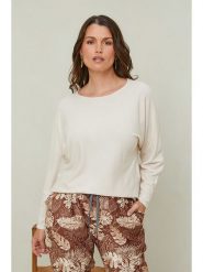 Curvy Lady Sweter w kolorze kremowym rozmiar: 44/46. Brązowe swetry Curvy Lady, bez wzorów, bez ramiączek. Za 75.16 zł.