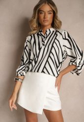 Biała Koszula z Bawełną o Geometrycznym Motywie Amorria. Białe koszule Renee, l, bez wzorów, z bawełny, eleganckie, bez kołnierzyka, bez ramiączek. W wyprzedaży za 55.99 zł.