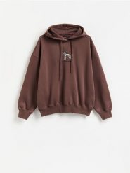 Bluza z haftem - brązowy. Brązowe bluzy bez kaptura Reserved, l, bez wzorów, z bawełny, bez kaptura. Za 119.99 zł.
