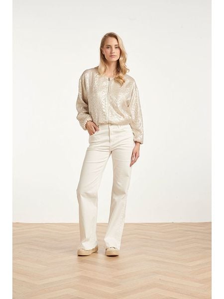 Smashed Lemon Dżinsy - Comfort fit - w kolorze białym rozmiar: L. Białe spodnie materiałowe Smashed Lemon, bez wzorów, z materiału, klasyczne, z podwyższonym stanem. Za 214.95 zł.