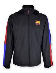 Two czarna kurtka w paski z Barçy. Czarne kurtki FC Barcelona, l, bez wzorów, z materiału, bez kaptura. Za 306.36 zł.