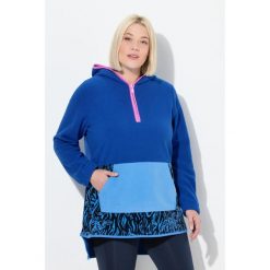 Damskie Bluza z kapturem polar szerokie kolorowe pasy kaptur długi rękaw. Niebieskie bluzy z kapturem Ulla Popken, plus size, bez wzorów, z elastanu, z kapturem. W wyprzedaży za 223.99 zł.