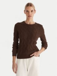 Tommy Hilfiger Sweter WW0WW43586 Brązowy Regular Fit. Brązowe swetry Tommy Hilfiger, xxl, bez wzorów, z wełny, bez ramiączek. Za 649.99 zł.