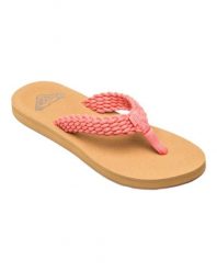 Klapki plażowe dla Kobiety PORTO Różowy. Czerwone klapki Roxy, bez wzorów, z bawełny, bez obcasa, bez zapięcia. Za 139.99 zł.