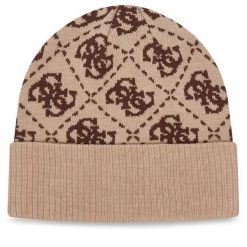 Czapka Guess. Brązowe czapki zimowe Guess, z aplikacjami. Za 194.99 zł.