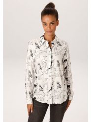 Aniston Bluzka w kolorze czarno-białym rozmiar: 48. Białe bluzki Aniston, bez wzorów, z wiskozy, bez kołnierzyka, bez ramiączek. Za 130.99 zł.