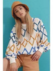 Trend Alacati Bluza w kolorze biało-pomarańczowo-niebieskim rozmiar: L. Białe bluzy Trend Alacati, l, bez wzorów, bez kaptura. Za 66.00 zł.