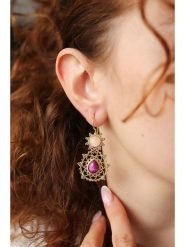 Pierres delicates Pozłacane kolczyki z agatem i kwarcem rozmiar: onesize. Różowe kolczyki Pierres delicates, z agatem, pozłacane. Za 65.95 zł.