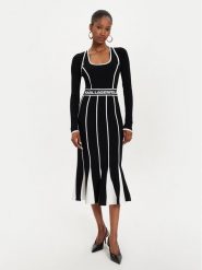 KARL LAGERFELD Sukienka dzianinowa 245W1330 Czarny Slim Fit. Czarne sukienki KARL LAGERFELD, xs, bez wzorów, z dzianiny, bez kołnierzyka, bez ramiączek. Za 759.99 zł.