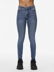 Pieces Dżinsy "Dana" - Skinny fit - w kolorze granatowym rozmiar: XS/L30. Niebieskie jeansy Pieces, l, z aplikacjami, ze skóry, klasyczne, z podwyższonym stanem. Za 66.16 zł.